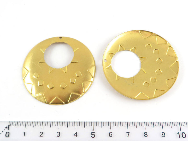 2x Pendentif disque dessin géométrique (48mm) PV-159