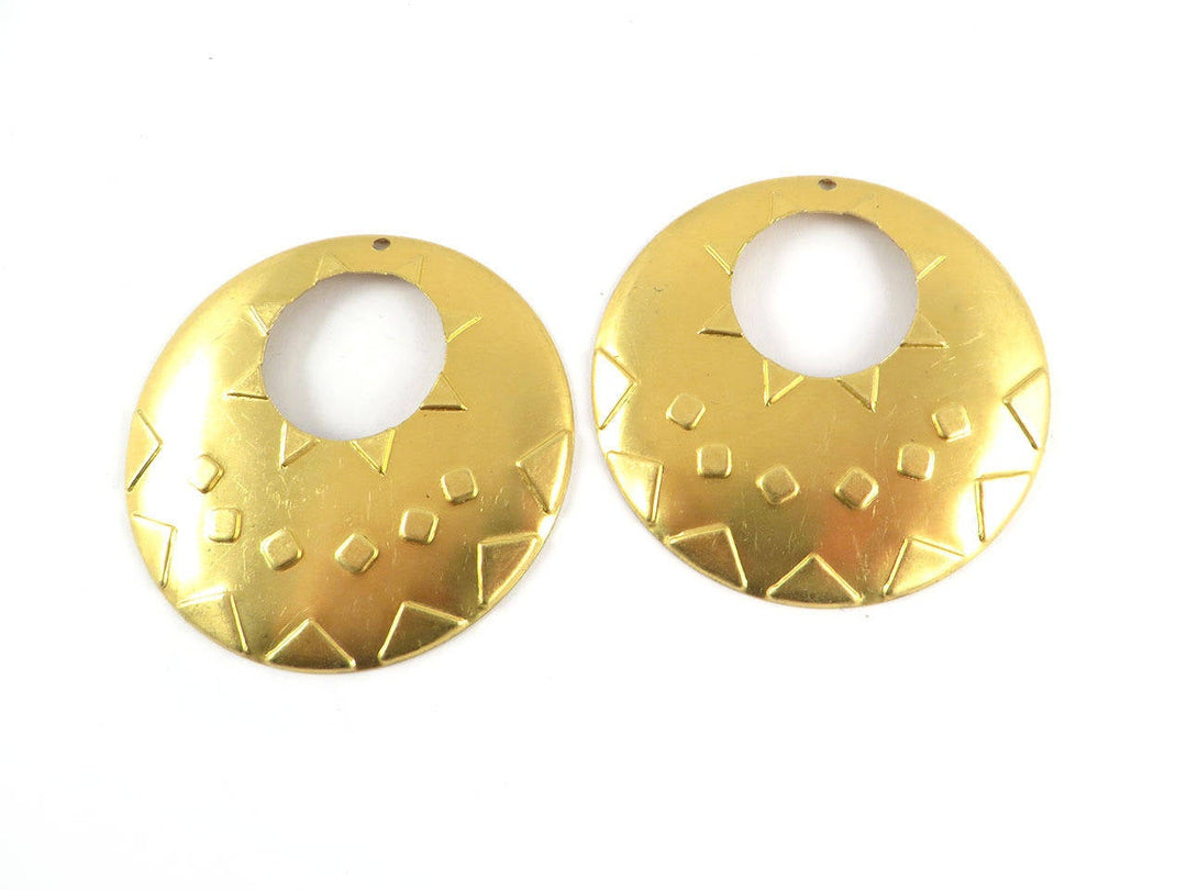 2x Pendentif disque dessin géométrique (48mm) PV-159
