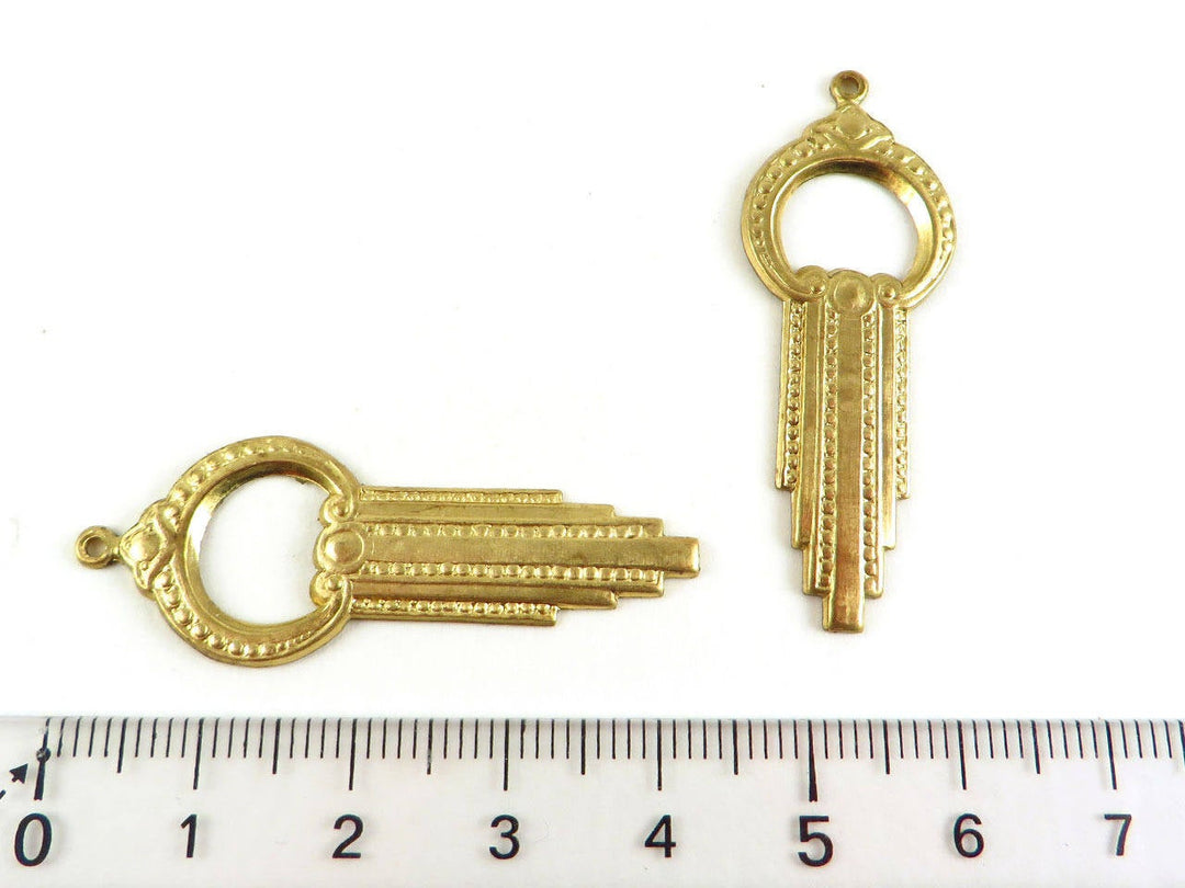 2x Breloque goutte Art Déco vintage (43mm x 17mm) V-017