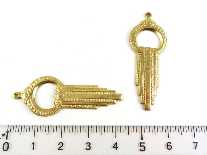 2x Breloque goutte Art Déco vintage (43mm x 17mm) V-017