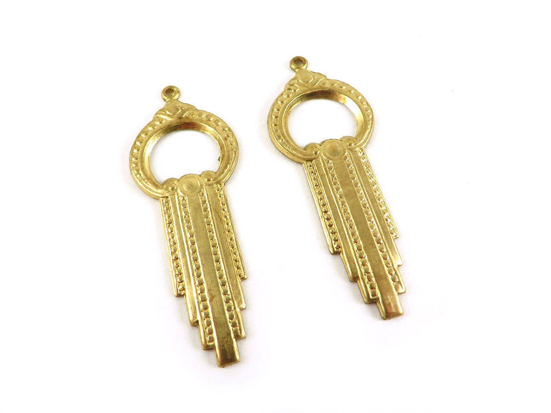 2x Breloque goutte Art Déco vintage (43mm x 17mm) V-017