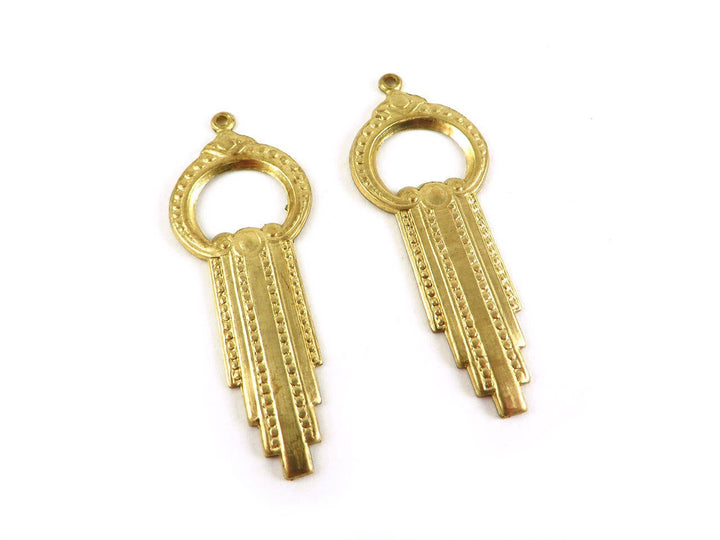 2x Breloque goutte Art Déco vintage (43mm x 17mm) V-017