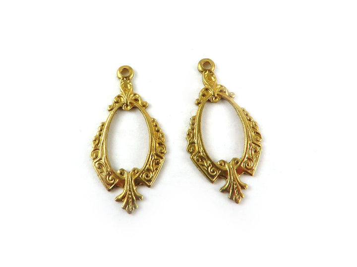 4x Breloque goutte ajourée Vintage (28mm x 14mm) V-037