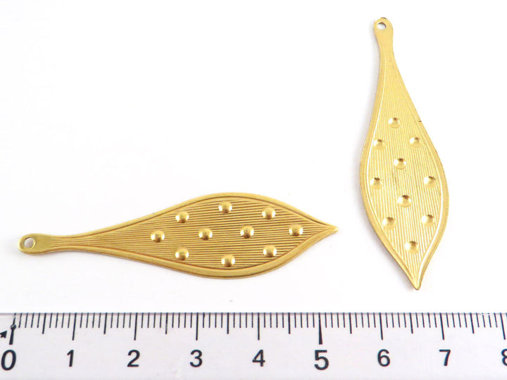 2x Pendentif goutte pointue texture (55mm x 16mm) PP-166
