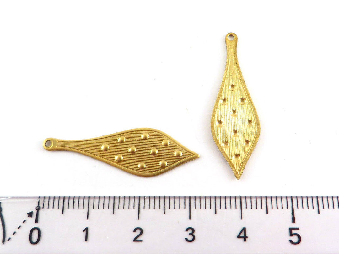 4x Breloque goutte pointue texture (32mm x 10mm) PP-160