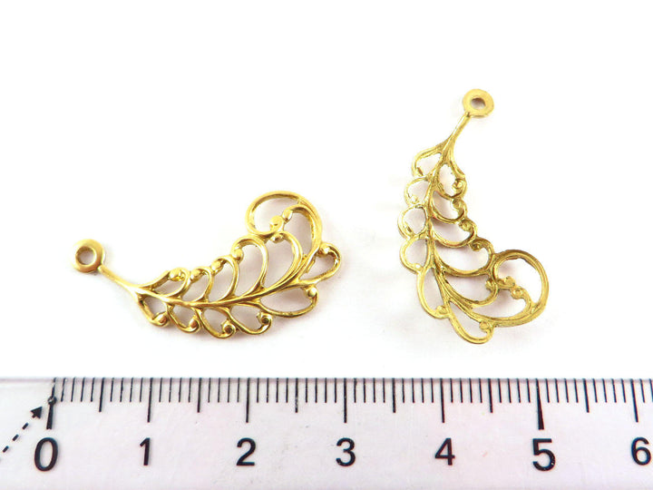 2x Breloque plume filigrane (29mm x 14mm) CH-033