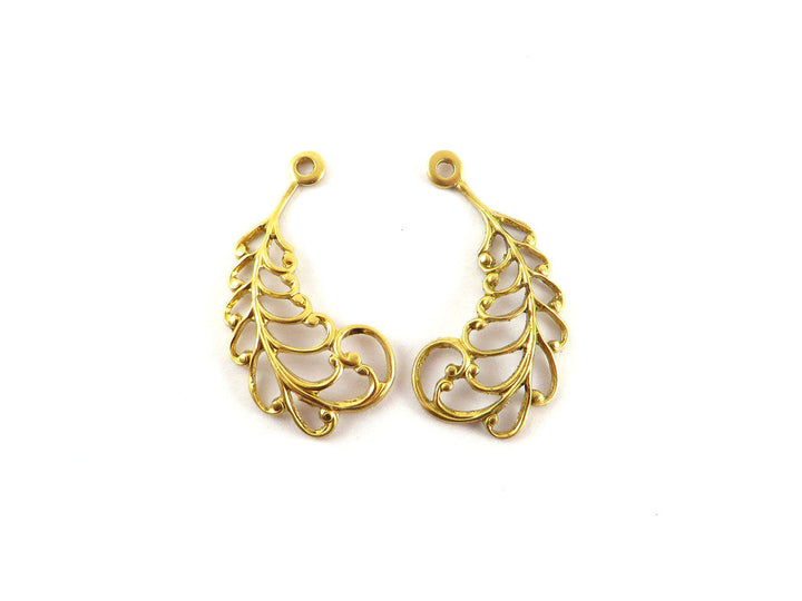 2x Breloque plume filigrane (29mm x 14mm) CH-033