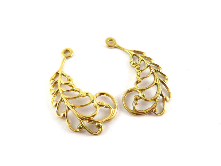 2x Breloque plume filigrane (29mm x 14mm) CH-033