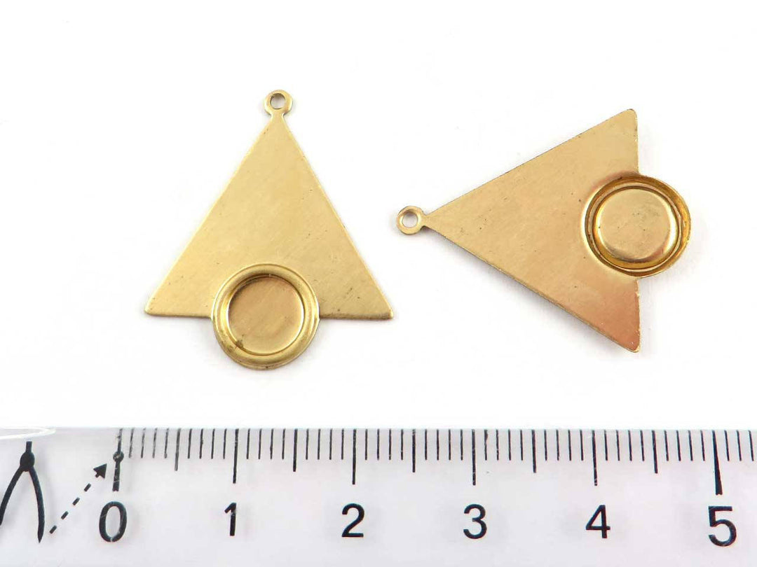 2x Breloque triangle Art Déco support rond 7mm (22mm x 26mm) PV-179