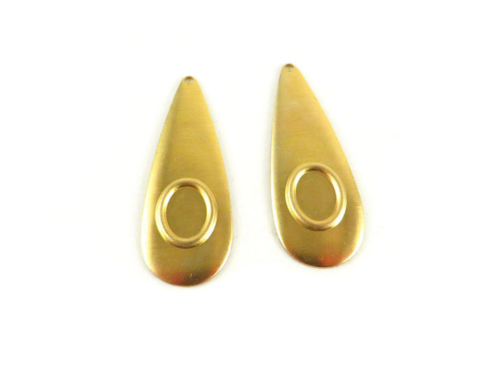 4x Breloque goutte support cabochon 6 x 8 (35mm x 13mm) PV-065
