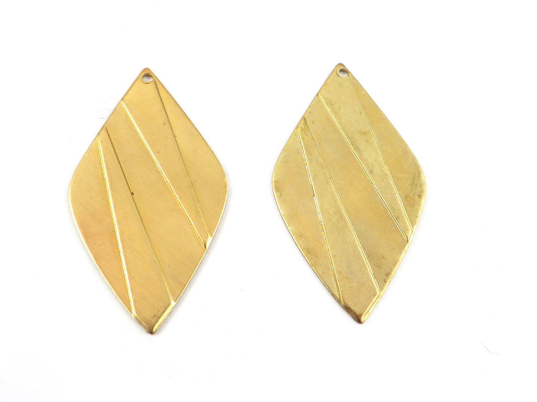 2x Pendentif losange feuille (21mm x 38mm) PP-065