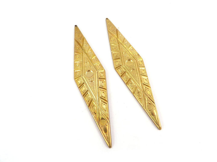 2x Pendentif losange goutte vintage (70mm x 16mm) PV-128