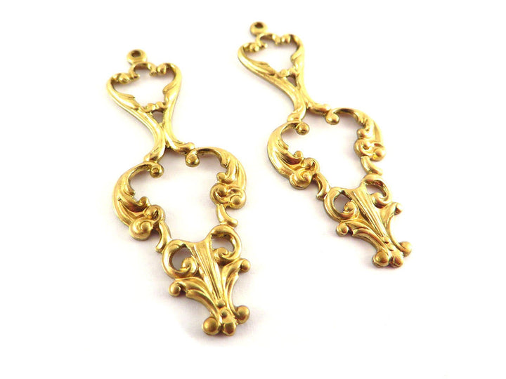 2x Pendentif goutte pendule Art Nouveau (42mm x 16mm) V-093