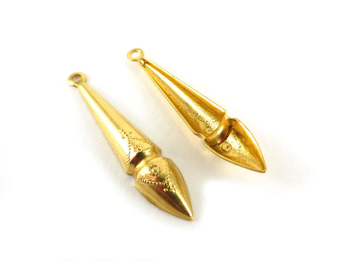 4x Breloque goutte vintage (32mm x 6mm)  PV-093