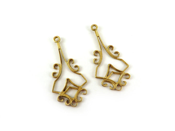 2x Connecteur goutte filigrane (30mm x 14mm) V-030