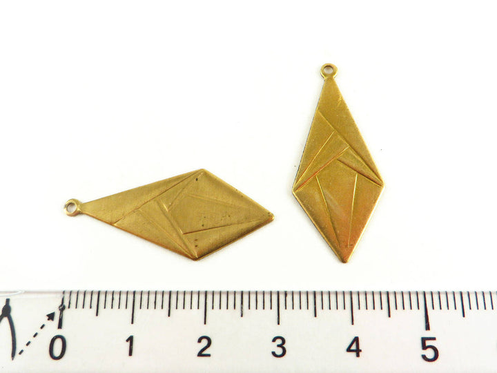 4x Breloque losange dessin géométrique (31mm x 14mm) PP-086