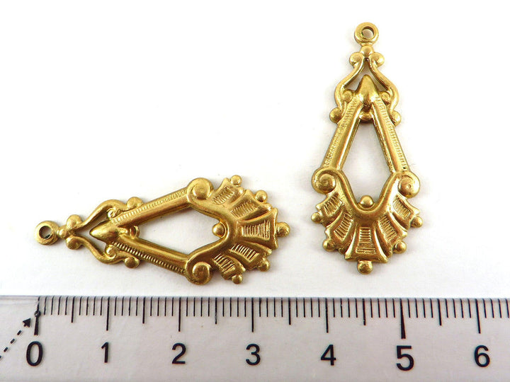 2x Breloque goutte ajourée vintage (37mm x 15mm) V-035