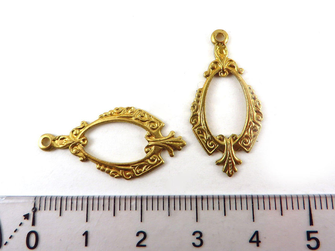 4x Breloque goutte ajourée Vintage (28mm x 14mm) V-037