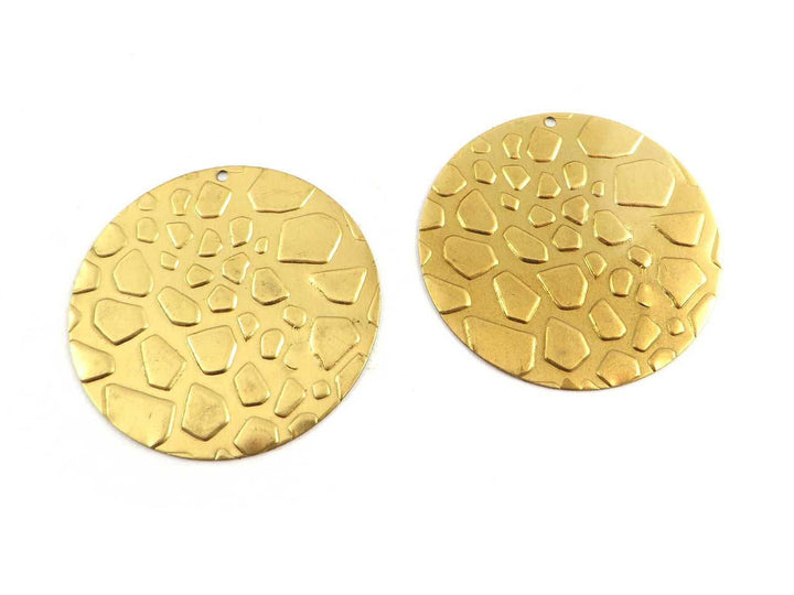 2x Pendentif disque texture peau animal sauvage (35mm) PP-233