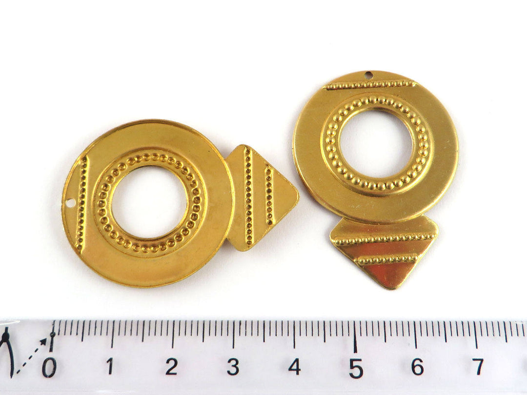 2x Pendentif disque flèche (30mm x 42mm) PV-139