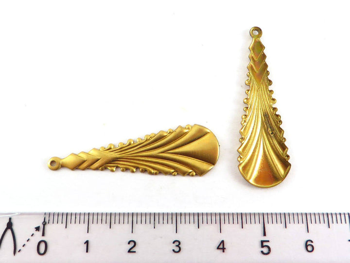 4x Breloque goutte Art Déco (12mm x 41mm) V-098