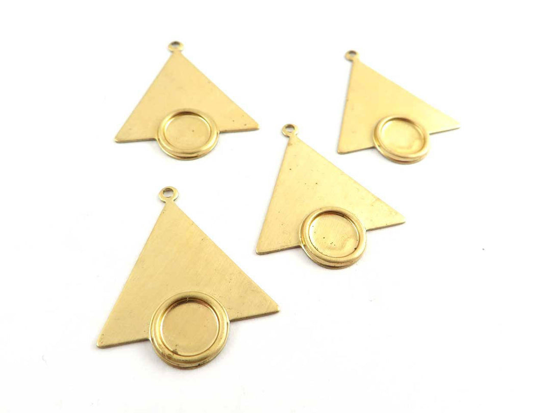 2x Breloque triangle Art Déco support rond 7mm (22mm x 26mm) PV-179