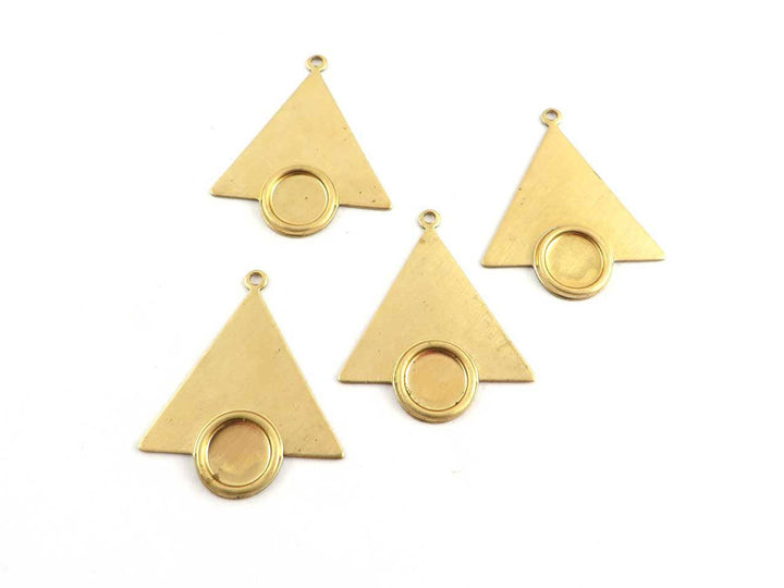 2x Breloque triangle Art Déco support rond 7mm (22mm x 26mm) PV-179