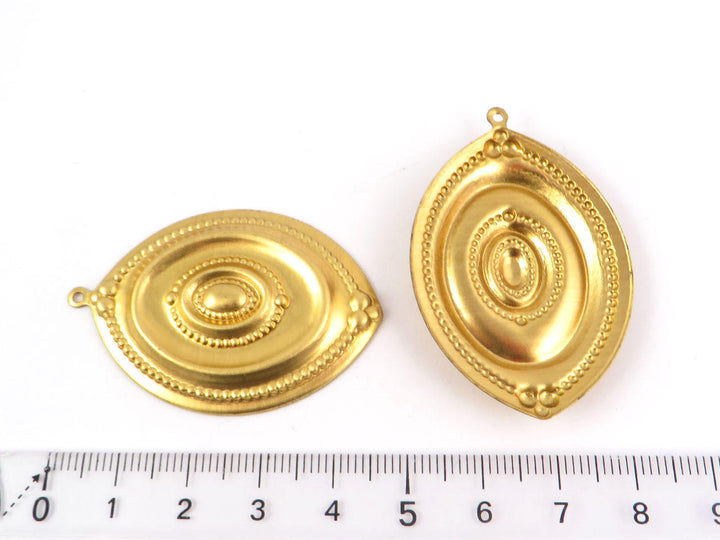 2x Pendentif navette ethnique (48mm x 32mm) PV-130