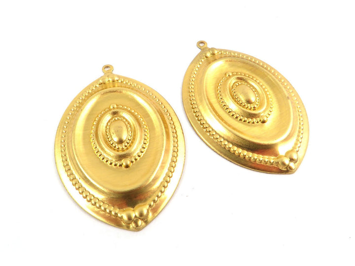 2x Pendentif navette ethnique (48mm x 32mm) PV-130
