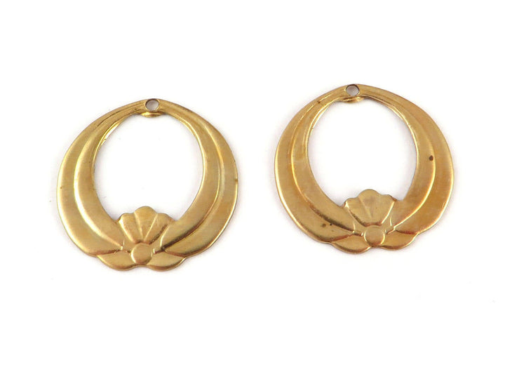 2x Breloque disque fleur lotus vintage (32 ou 19mm) V-074/V-123