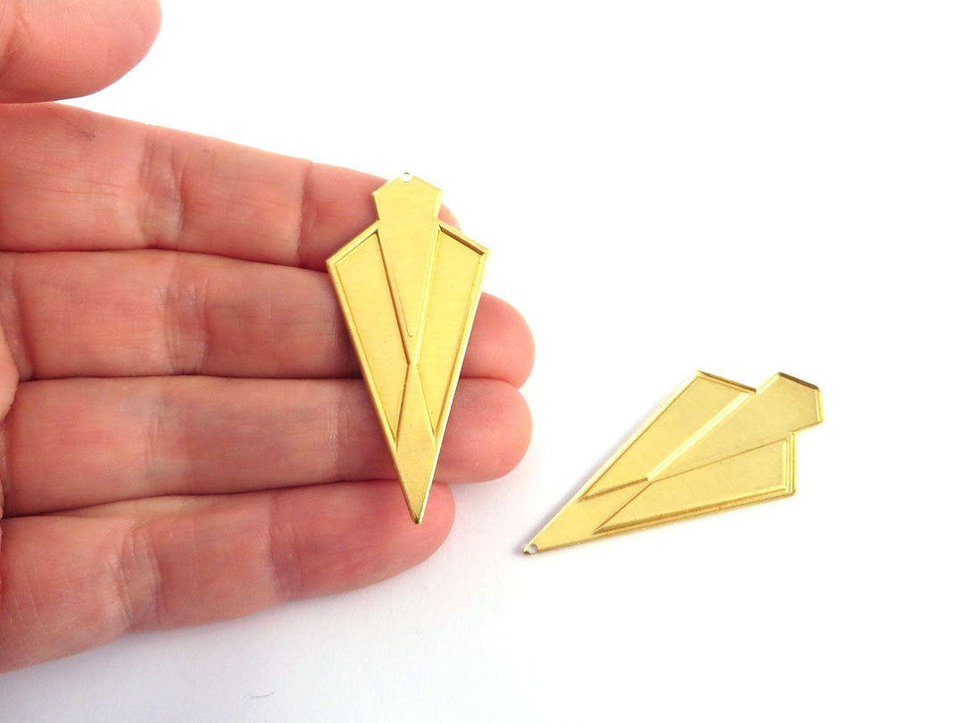 4x Pendentif losange triangle support résine (23mm x 50mm) PV-238
