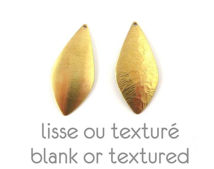 4x Breloque navette bombé lisse ou texturé (34mm x 15mm) PV-019/PV-112