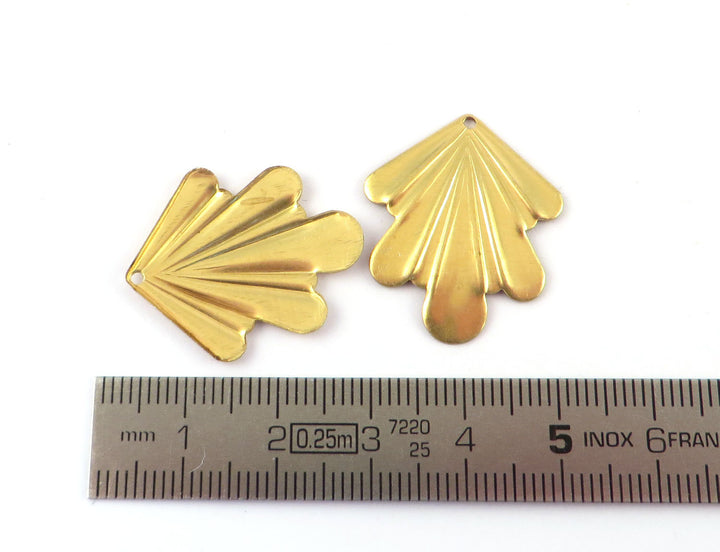 4x Breloque goutte éventail Art Déco vintage (22mm x 27mm) PV-253