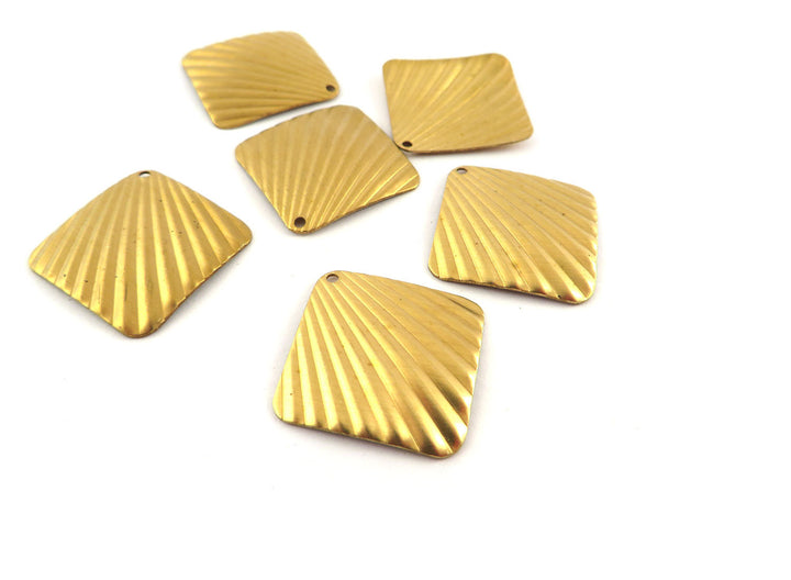 6x Breloque carrée éventail strié Art Déco (20mm) PV-261