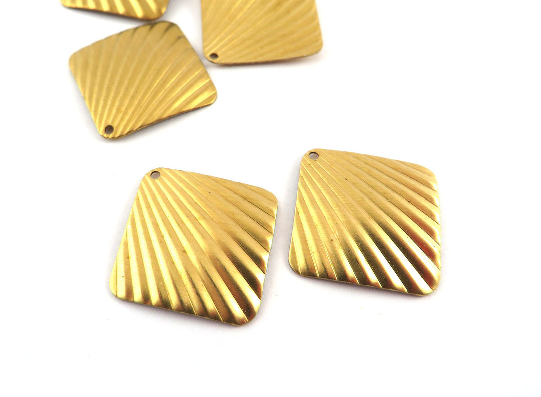 6x Breloque carrée éventail strié Art Déco (20mm) PV-261