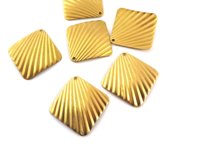 6x Breloque carrée éventail strié Art Déco (20mm) PV-261
