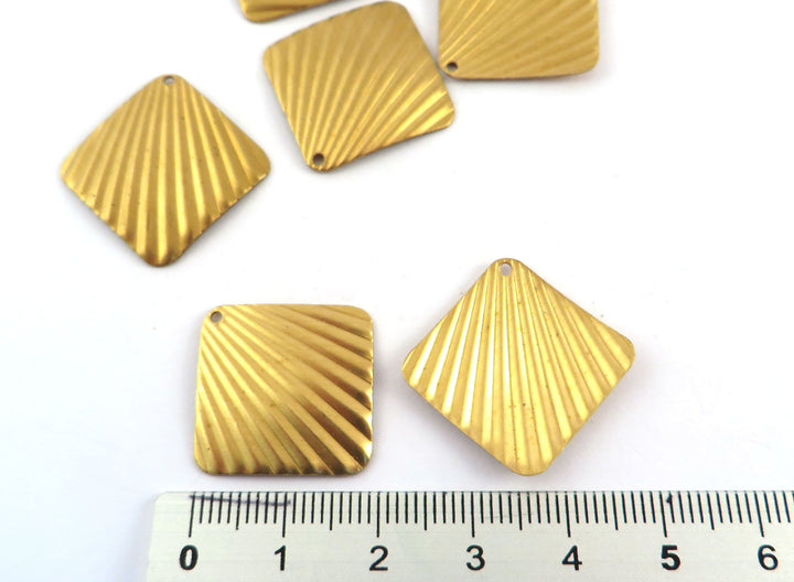 6x Breloque carrée éventail strié Art Déco (20mm) PV-261