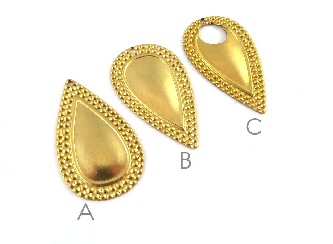 6x Breloque goutte décorée bombée (18mm x 30mm) PV-215/PV-216/PV-221