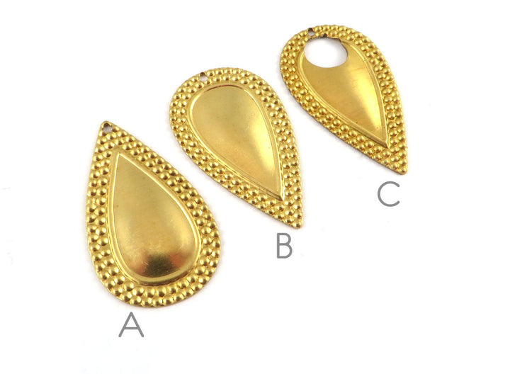 6x Breloque goutte décorée bombée (18mm x 30mm) PV-215/PV-216/PV-221