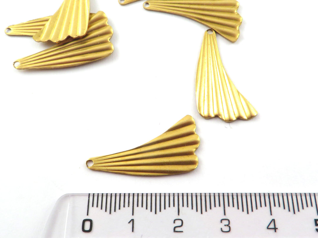 6x Breloque éventail aile plissée Art Déco (27mm x 14mm) PV-291