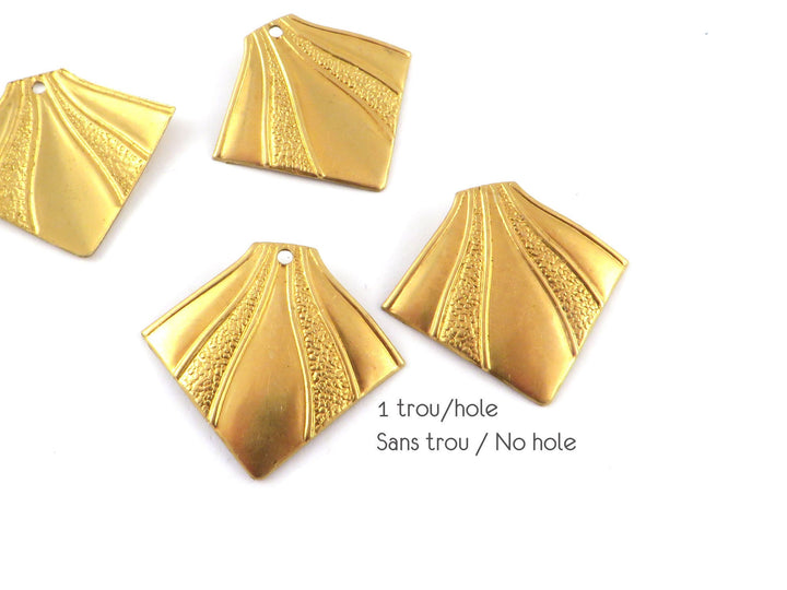 6x Breloque losange Art Déco (24mm x 27mmm) PV-259