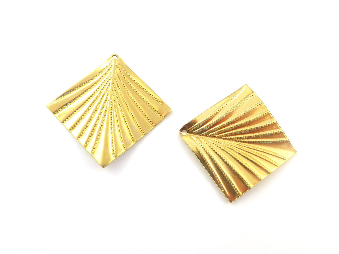2x Breloque carré drapé Art Déco (25mm) PP-346