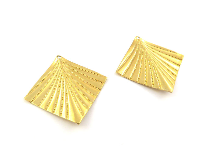 2x Breloque carré drapé Art Déco (25mm) PP-346