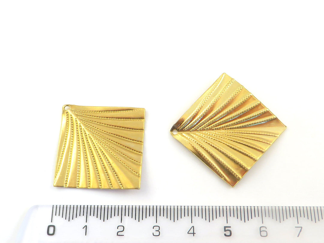 2x Breloque carré drapé Art Déco (25mm) PP-346